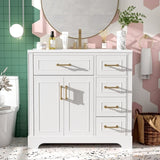 36" Luxury Elegant Bathroom Vanity with Ceramic Sink, Soft Closing Doors, 4 Durable Smooth N729P257284K