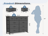10-Drawer Fabric Dresser, Large Storage Tower for Bedroom, Closet, Living Room, Gray 63678886