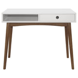 White and Walnut 1-Drawer Writing Desk B062P153672