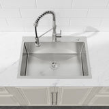 Kitchen Sink, 27x19 Single Bowl, Overmount Handmade Sink in Dark Gray, with US Standard Drain and 09877789