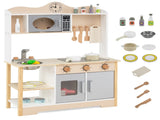 Gray Wooden Kids Play Kitchen with 13 Accessories, Pretend Cooking Set for Toddlers 3 86229535