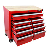 9 DRAWERS MULTIFUNCTIONAL TOOL CART WITH WHEELS AND WOODEN TOP W1102139230