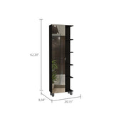 Urano Mirror Linen Cabinet, Four Interior Shelves, Five External Shelves -Black B07091992