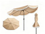 10 ft Boho Patio Umbrella with Tassel Fringe, 30&deg Tilt Outdoor Market Umbrella with Crank & Vent, 80711897