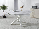42.1"WHITE Table cross leg Mid-century Dining Table for 4-6 people With Round Mdf Table Top, W234P363951