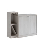 ZUN Bar Cabinet, Wine Bottle Storage Display Kitchen Cabinet, Holds 4 Wine Bottles- White Oak B107130963