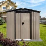 ZUN Outdoor storage sheds 4FTx6FT Apex roof brown with Sliding Doors W1350P232286