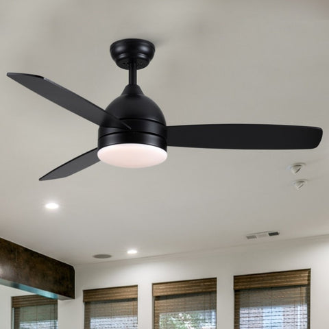 ZUN Smart 48 in. integrated LED Balck Ceiling Fan with Remote Contorl and Plywood Blades W1367135047