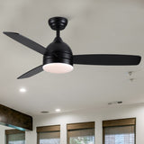 ZUN Smart 48 in. integrated LED Balck Ceiling Fan with Remote Contorl and Plywood Blades W1367P182810