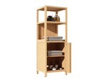 Bamboo Storage Cabinet, Freestanding Tall Storage Tower with Shelves and Doors for Bathroom Living 98804026