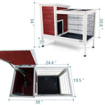 ZUN Two-Tier Wooden Indoor/Outdoor Rabbit Cage for Small Animals with Runway and Leak-Proof Plastic W142763541