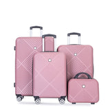 4-piece ABS lightweight suitcase, 14 inch makeup box, aircraft wheels PINK W284P149258