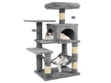 44" Multi-Level Cat Tree with Spacious Top Perch, 2-Door Condo & Hammock for Indoor Cats -Light Gray 72256663