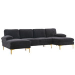 ZUN U-Shaped 4-Seat Indoor Modular Sofa Black 35865995