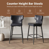 28inch Counter Height Bar Stools Set of 2, Modern Bar Upholstered Chairs with PU Leather, Metal N762P199304B