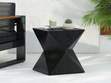 14.25" Black Symmetry Concrete Side Table with Smooth Wood Grain Texture and Modern N767P192080B