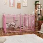 ZUN Dog Playpen Indoor 32 inch 8 Panels Metal Dog Pen Pet Dog Fence Outdoor Exercise Pen with Doors, W368P234002