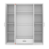 ZUN 4-Door Mirror Wardrobe with shelves, White 40564668