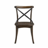 Set of 2 "X" Metal Back Side Chairs, Dark Oak and Black B016P314477