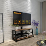 ZUN Wooden Storage Tv Stand Black Tempered Glass Height Adjustable Universal Swivel Entertainment Center 45250543