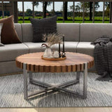 31.4-inch living room circular coffee modern natural wood grain handmade drum shaped coffee 90175034