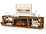 Weathered Wood Fireplace TV Stand with 23 Inch Insert & Dual-Sided Crossover Design, Embossed 81393092