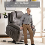 ZUN Power Lift Recliner Chair with Massage for Elderly, Overstuffed Wide Recliners, Heavy Duty and W1622P196284