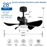 ZUN 28' Ceiling Fans with Lights and Remote/APP Control, Low Profile Ceiling Fans with 5 Reversible W2352P204381