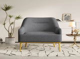Modern Accent Chair Upholstered Armchair Single Sofa Chair with Curved Backrest and Gold Metal Legs N763P360684R