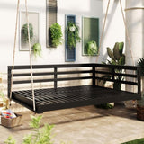 TOPMAX Acacia Wood Porch Swing Bed for Outdoor with Hemp Ropes - Full Size Patio Hanging Bed, 350lbs N717P265860B