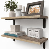 ZUN Rustic Wood Shelves Set of 2, Farmhouse Style Floating Shelf for Wall Décor, Hanging Shelves for W2181P194278