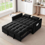 ZUN 55.1-inch 3-in-1 convertible sofa bed, modern velvet double sofa Futon sofa bed with adjustable W2564P171333
