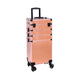 ZUN 4-in-1 Draw-bar Style Interchangeable Aluminum Rolling Makeup Case-Rose Gold 70986434