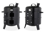 43 x 52 x 85 cm Black Cylindrical Smoker with Chimney Powder-Coated Iron 63817602