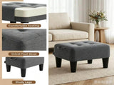 Small Footstool Ottoman with Thick Cushion, Angled Legs, Hidden Storage Compartment, Dark Gray 06166246