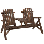 ZUN Wood Patio Chair Bench with Center Coffee Table/Garden chairs/courtyard chairs 98059382