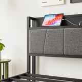 Twin Size Bed Frame, Storage Headboard with Charging Station, Solid and Stable, Noise Free, No Box 80586204