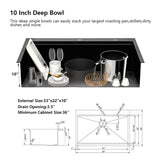 Workstation 33-inch Drop-In Kitchen Sink R10 Radius Stainless Steel Kitchen Sink Single Bowl with JYSB322MB