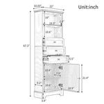 ZUN Gray Tall Storage Cabinet with 3 Drawers and Adjustable Shelves for Bathroom, Study, Office and 62014329