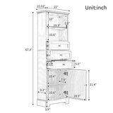 ZUN Gray Tall Storage Cabinet with 3 Drawers and Adjustable Shelves for Bathroom, Study, Office and 62014329