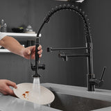 ZUN Commercial Kitchen Faucet Pull Down Sprayer Black and Nickel,Single Handle Kitchen Sink Faucet W1932P172303