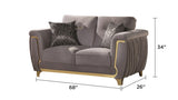 Leena Contemporary Style Upholstery Loveseat Made with Wood in Gold accent & Gray B009P264615