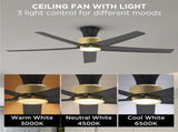 52 inch Ceiling Fans with Lights, Large Air Volume Ceiling Fans with Reversible Quiet DC Motor and 37560920