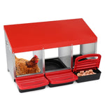 ZUN 3 Compartment Roll Out Nesting Box with Plastic Basket, Egg Nest Box Laying Box Hens 82562663