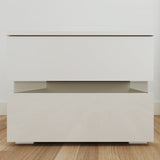 ZUN RGB LED Double Side Cabinet Bedside Table White 50895422