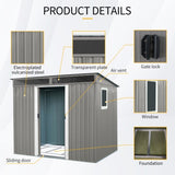 ZUN 8 ft x 6 ft Outdoor Metal Storage Shed with Window,Transparent plate and lockable sliding door for 95388386