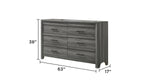 ZUN Denver Modern Style 6- Drawer Dresser Made with Wood in Gray B009P272307