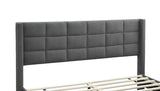 Elegant Modern Gray Brushed Linen 1pc Queen Size Bed Upholstered Box Design Headboard Bedframe B011P238938