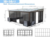 10x14FT All Season Sunroom, Outdoor Permanent Wall Mounted Solarium with Detachable Polycarbonate W1859P238678
