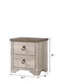 1pc Cottage Style Distressed 2 Drawer Nightstand Driftwood Finish Contrasting Weathered Brown Top B2741P353777